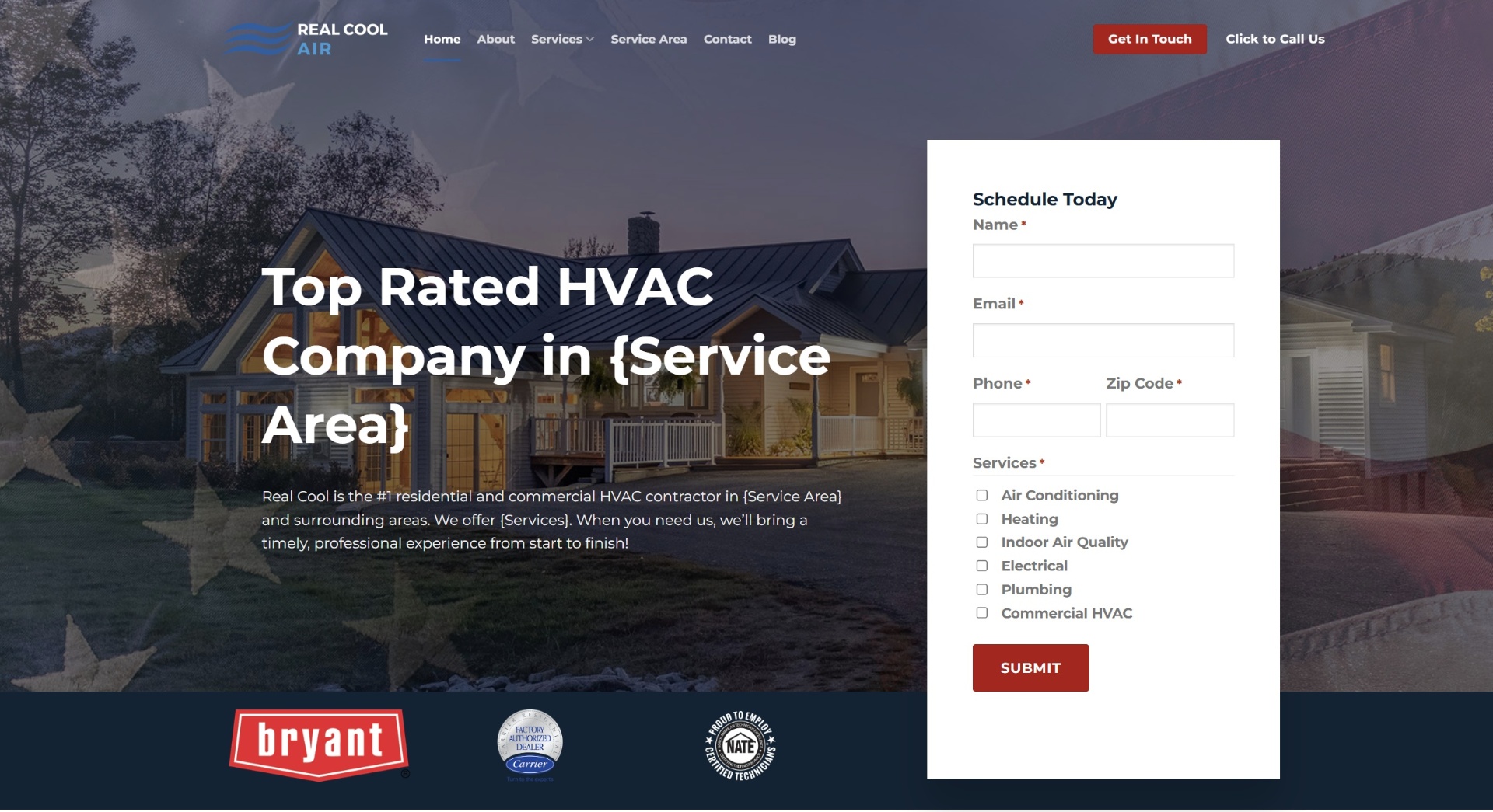 Real Cool Air WebLocal site, a fast AI and AEO optimized local HVAC business website with a schedule form.