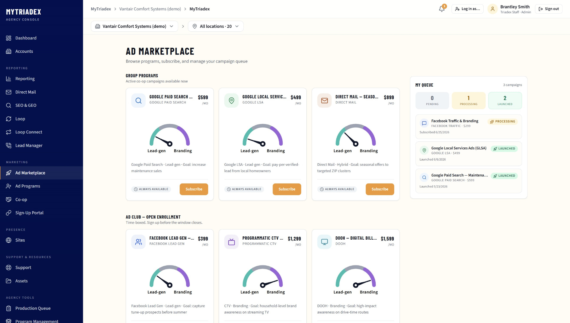 Branded ad marketplace product preview