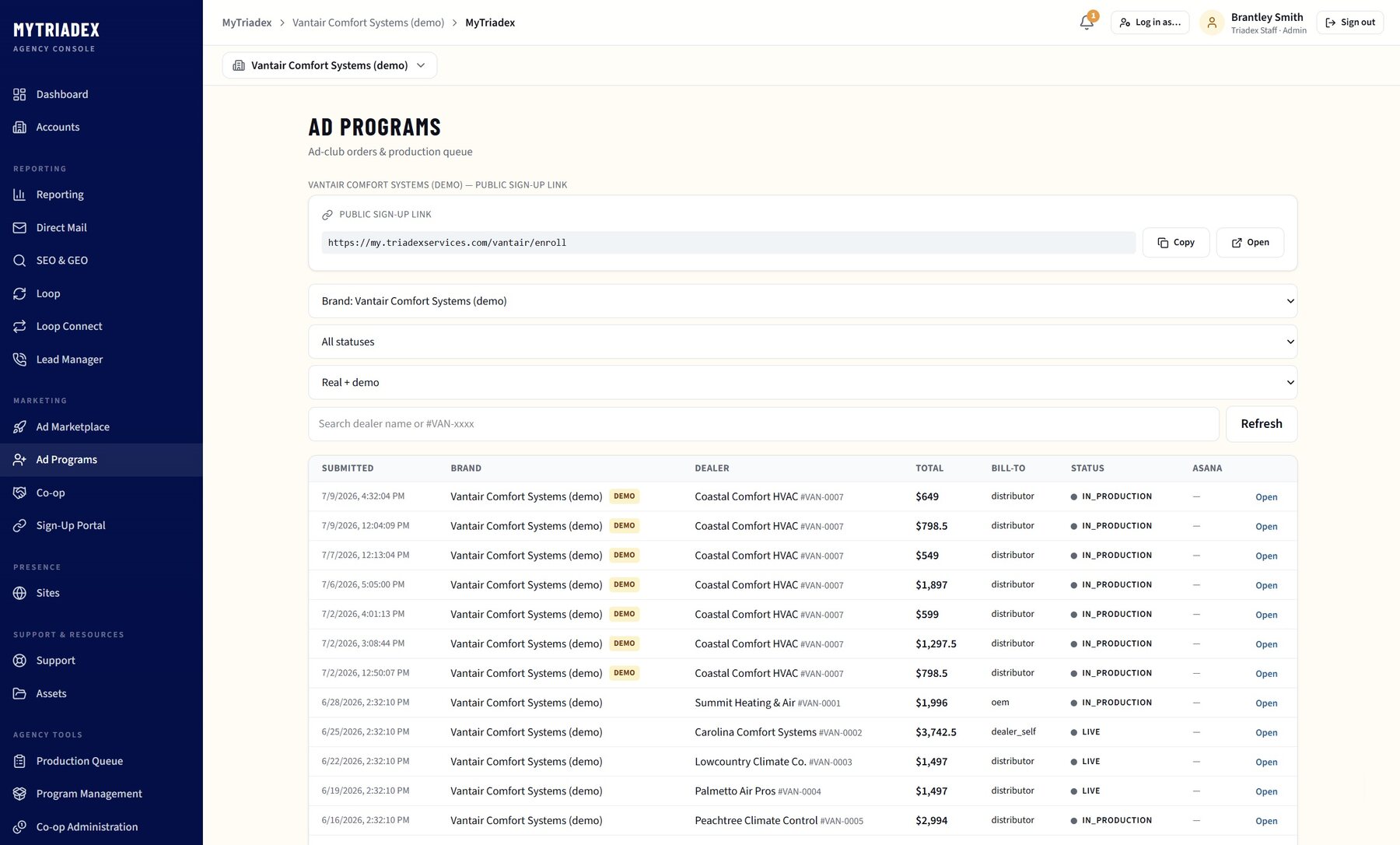 Ad program selection product preview