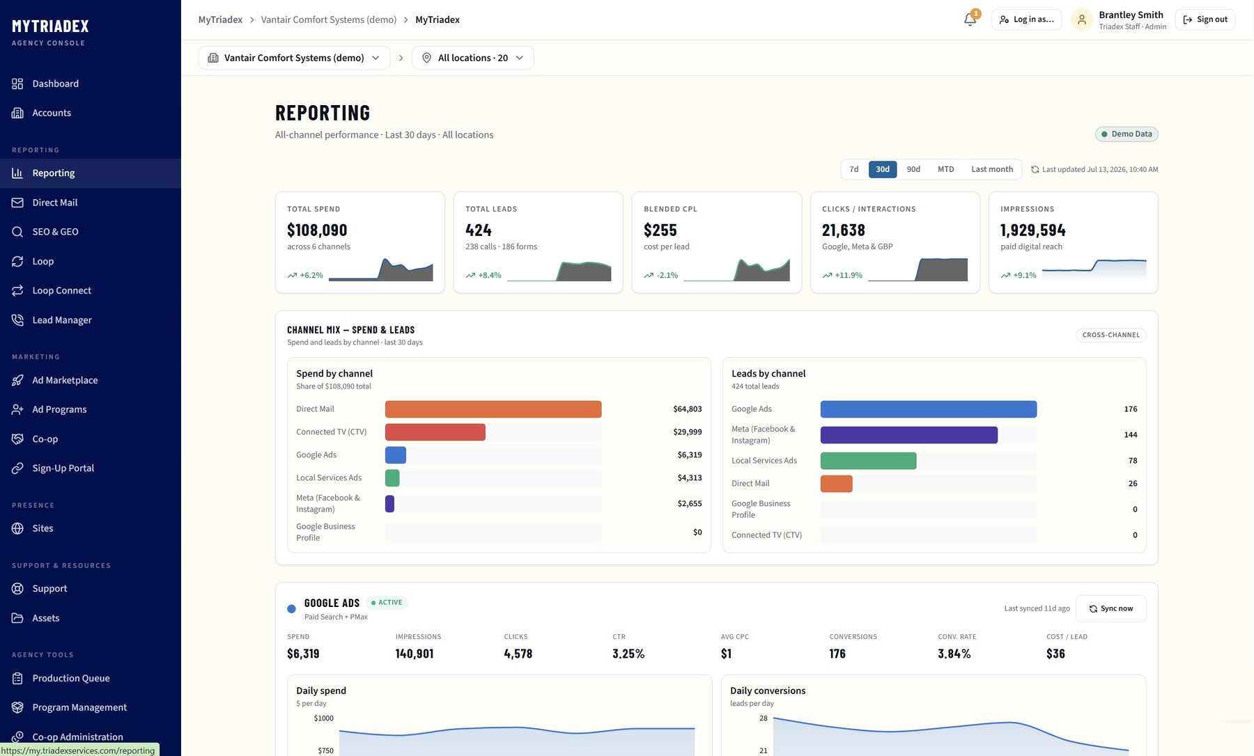 MyTriadex Reporting product preview