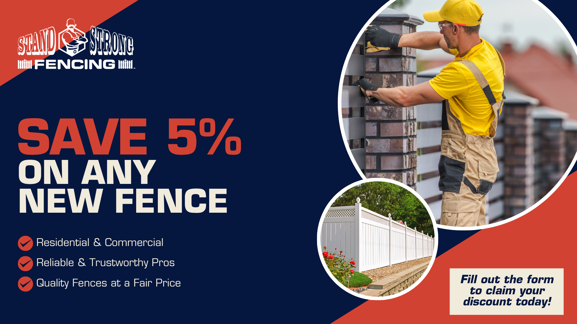 Stand Strong Fencing. Save 5% on Any New Fence